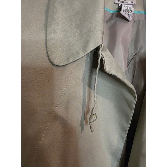 Worthington Blazer Jacket Women's Size M Taupe Open Front Fully Lined Short - Picture 3 of 8
